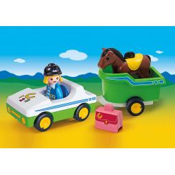 Playmobil 1.2.3 coche con remolque de caballo - Imagen 1