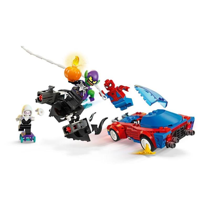 Lego marvel coche de carreras spiderman y duende verde venomizado