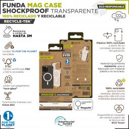 Funda muvit recycletek magsafe shockproof 3m para apple iphone 15 pro transparente - negra