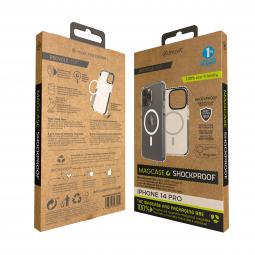 Funda muvit recycletek magsafe shockproof 3m para apple iphone 14 pro transparente - negra