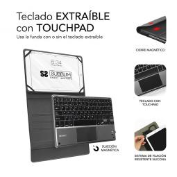 Funda + teclado subblim keytab pro para tablet 9.6pulgadas - 11pulgadas negro