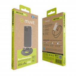 Funda muvit recycletek para apple iphone 15 pro max transparente + colgante negro