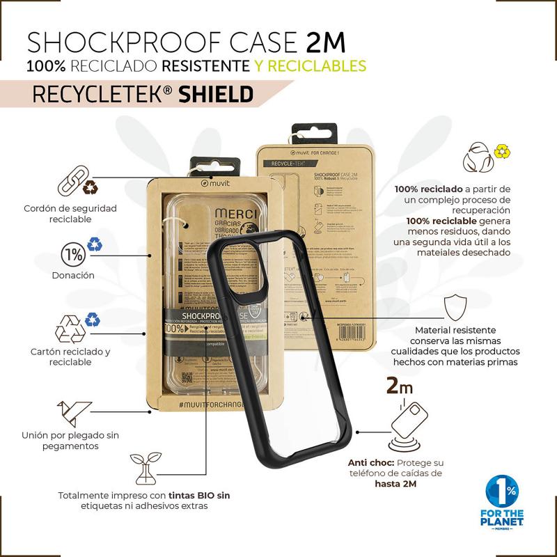 Funda muvit shockproof 2m para apple iphone 12 mini transparente