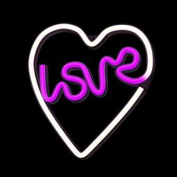 Lampara forever neon led love heart purple white