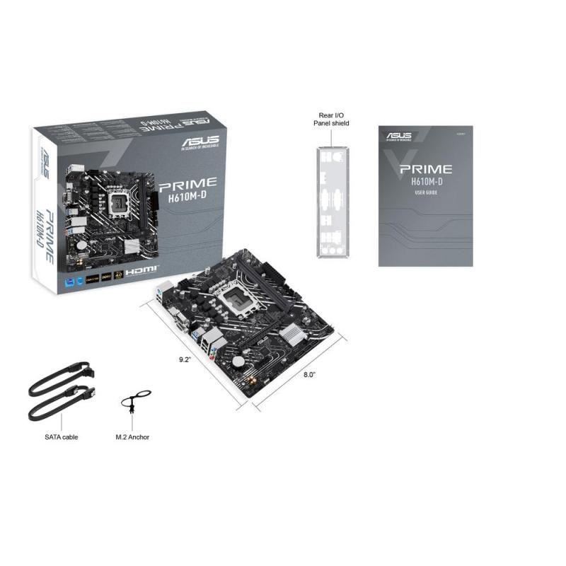 Placa base asus intel prime h610m - d socket 1700 ddr5 x2 max 96gb 4800mhz d - sub hdmi matx