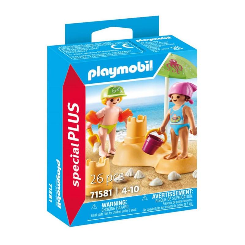 Playmobil niños con castillo de arena