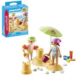 Playmobil niños con castillo de arena