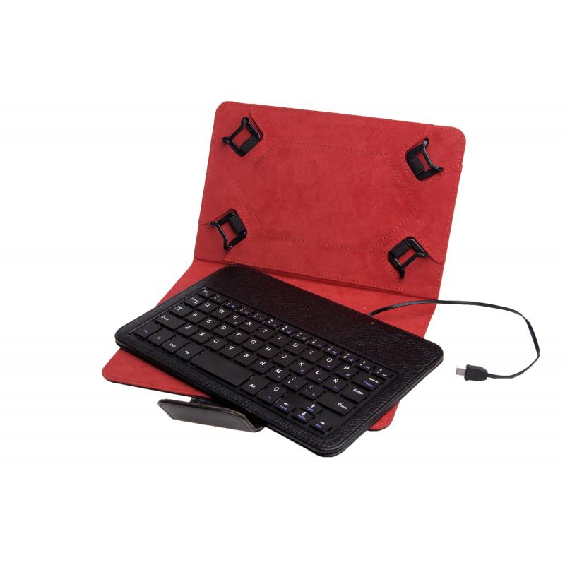 Funda universal + teclado con cable phoenix para tablet - ebook 7 - 8''  negra micro usb - Imagen 1