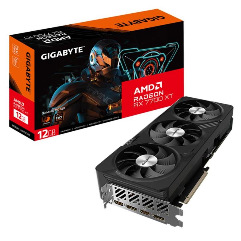 Tarjeta grafica gigabyte radeon rx 7700 xt gaming oc 12g amd 12gb gddr6 dp hdmi pcie 4.0