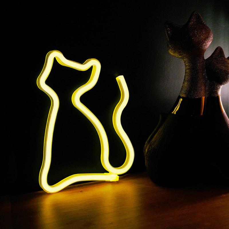 Lampara forever neon led light cat warm white bat+usb