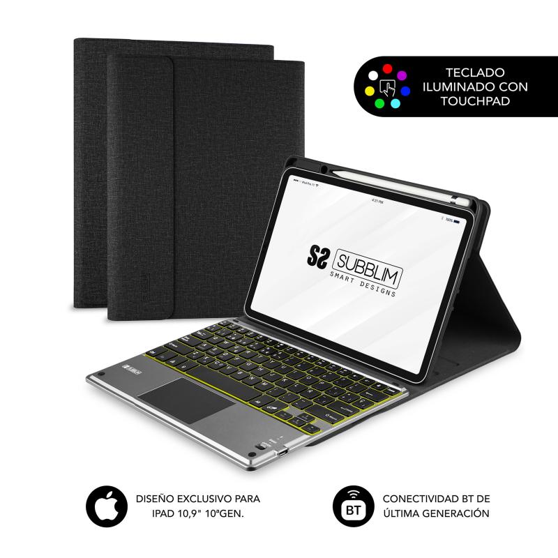 Funda + teclado subblim keytab pro para apple ipad 10.9pulgadas 10ª gen negro