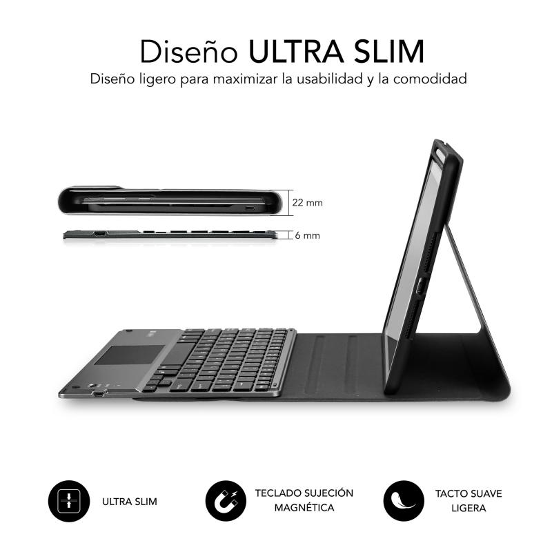 Funda + teclado subblim keytab pro para apple ipad 10.9pulgadas 10ª gen negro