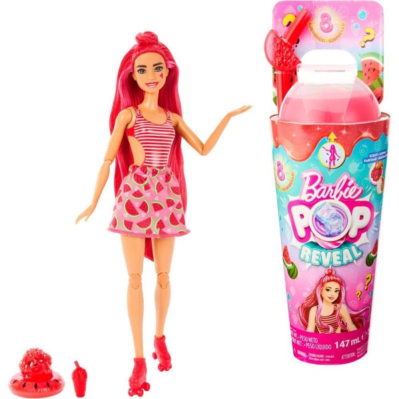 Muñeca barbie pop reveal mattel aroma de frutas zumo de sandia