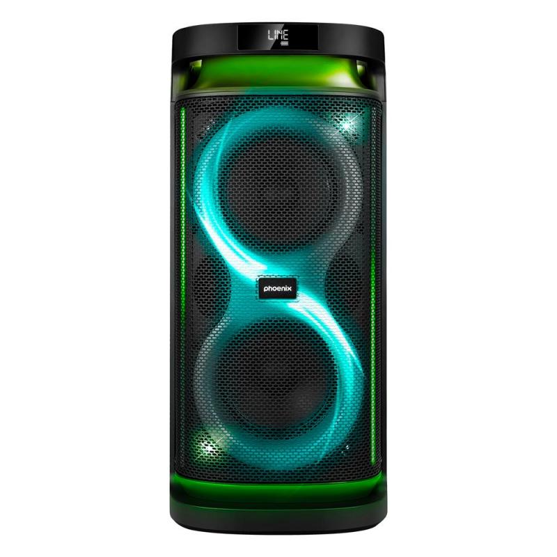 Altavoz rumbleboss phoenix 80w rms batería 4000 mah función karaoke 2 microfonos inalambricos incluidos