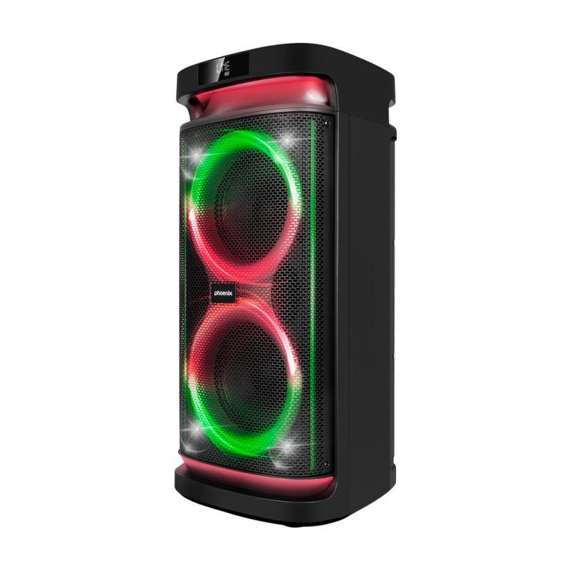 Altavoz rumbleboss phoenix 80w rms batería 4000 mah función karaoke 2 microfonos inalambricos incluidos