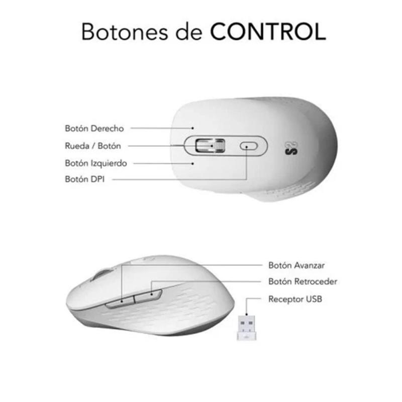 Raton inalambrico subblim curve ergo dual blanco