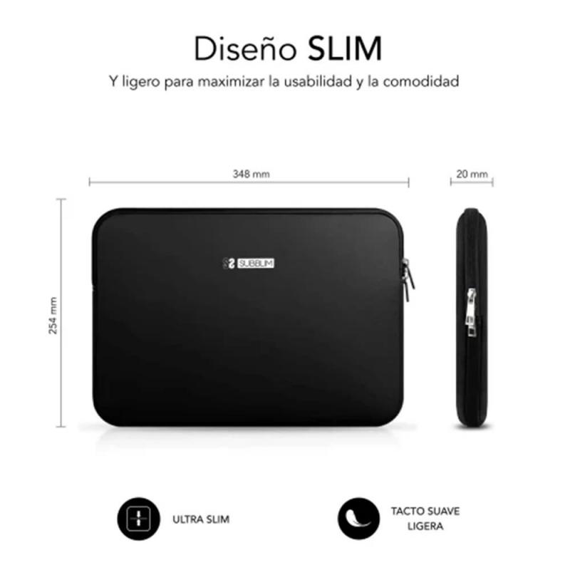 Funda subblim business laptop sleeve neoprene v2 para portatil 15.6pulgadas negro