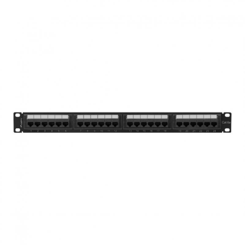 Patch panel lanberg 24 puertos 1u cat.6a utp 19pulgadas negro