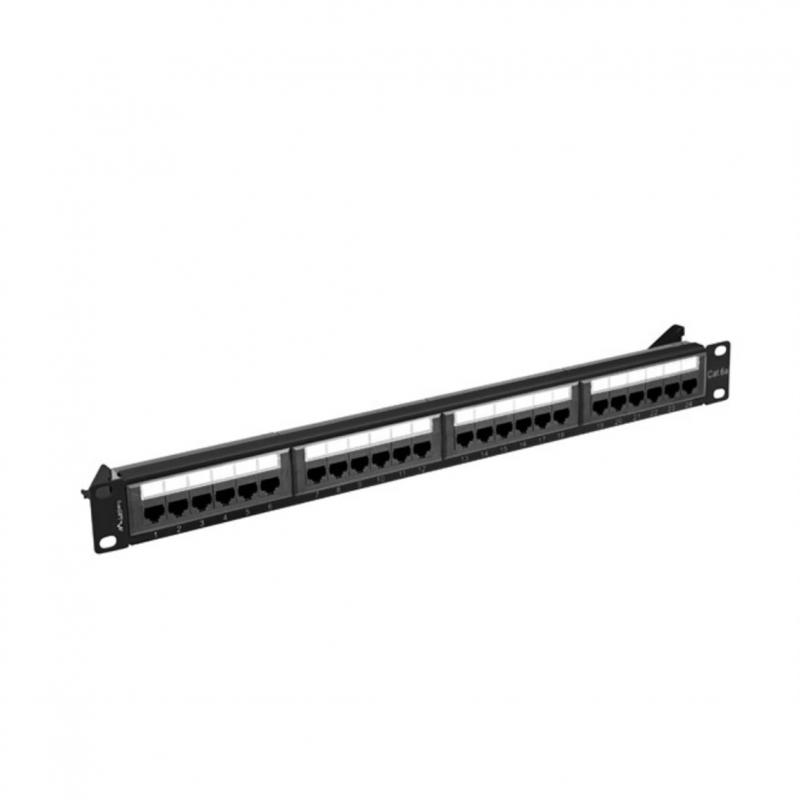 Patch panel lanberg 24 puertos 1u cat.6a utp 19pulgadas negro