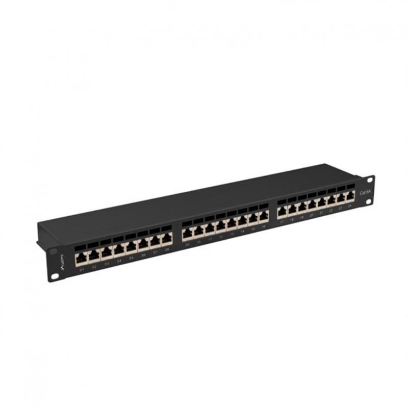 Patch panel lanberg 24 puertos 1u cat.6a ftp 19pulgadas negro