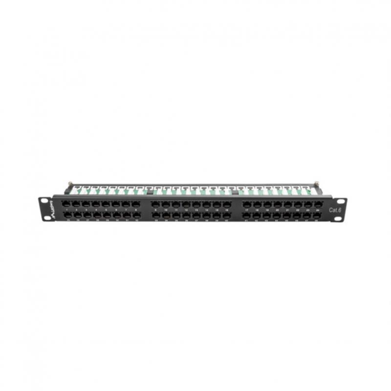 Patch panel lanberg 48 puertos 1u cat.6 19pulgadas negro