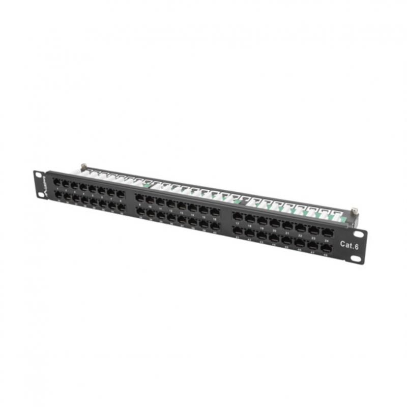 Patch panel lanberg 48 puertos 1u cat.6 19pulgadas negro