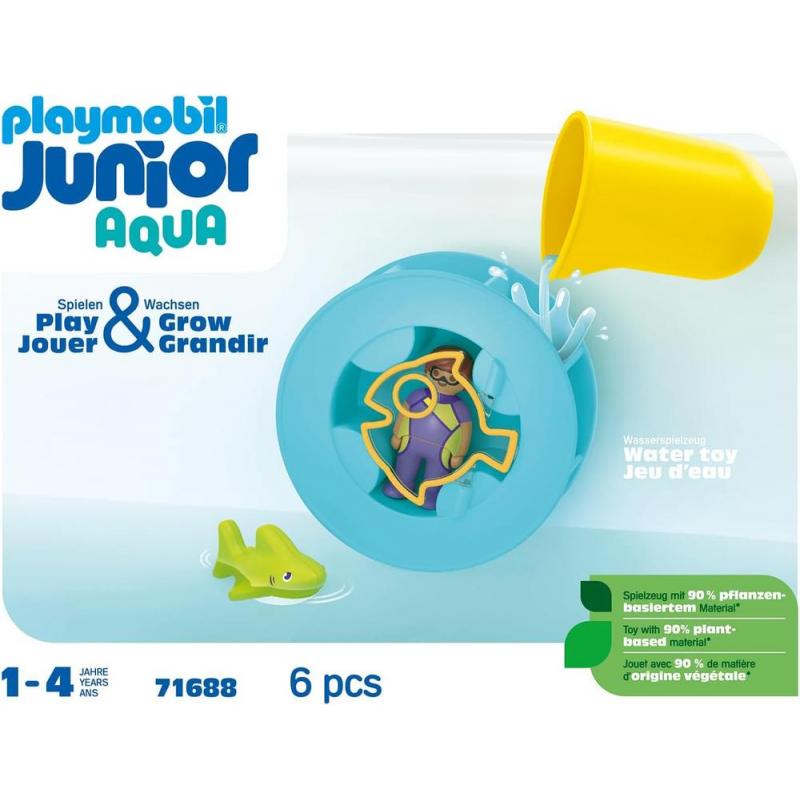 Playmobil junior aqua: rueda de agua con bebé tiburón