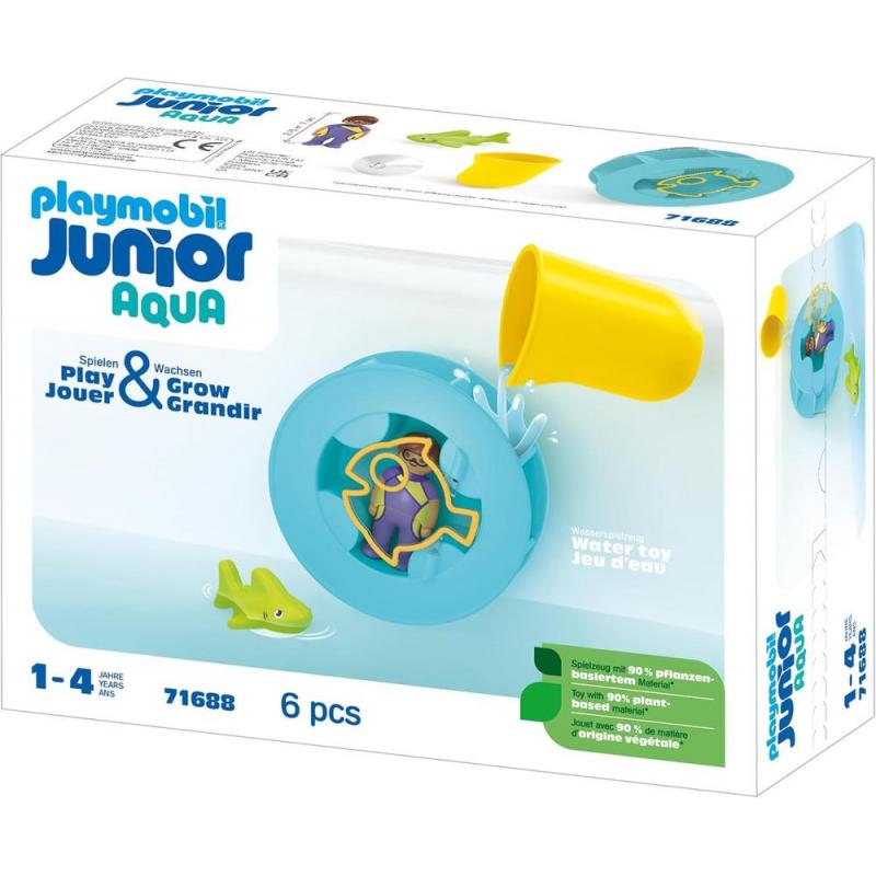 Playmobil junior aqua: rueda de agua con bebé tiburón