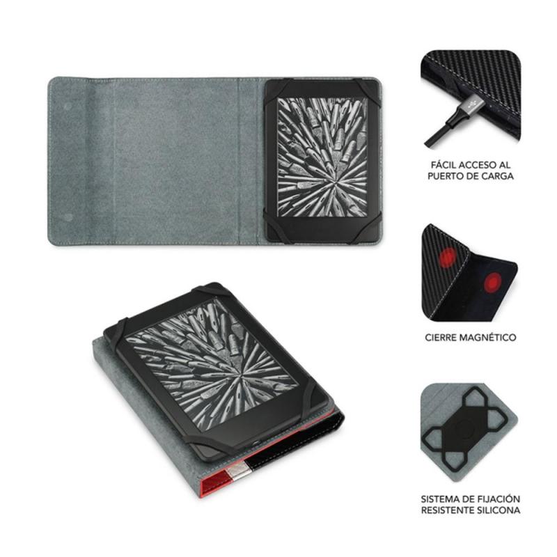 Funda subblim clever ebook case 6pulgadas rojo - negro - blanco