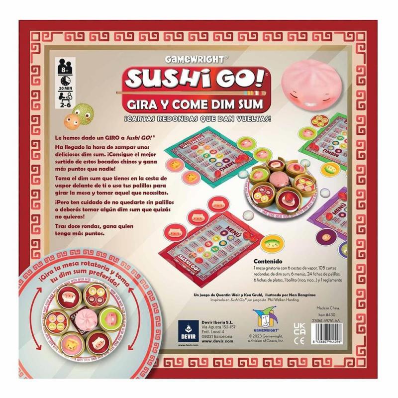 Juego de mesa sushi go gira y come dim sum