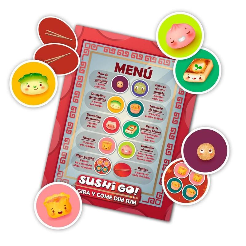 Juego de mesa sushi go gira y come dim sum