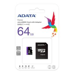 Tarjeta micro sd adata 64gb cl10 + adaptador sd