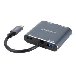 Conversor nanocable usb tipo c a vga - hdmi - pd - usb 3.0 - 0.15m - macho - hembra - gris