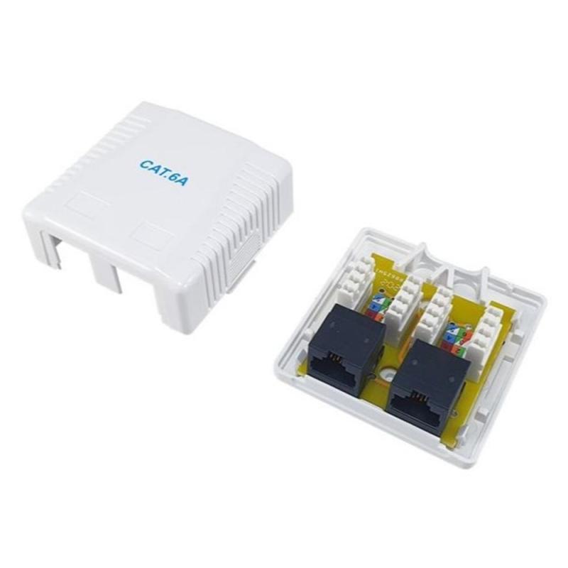 Roseta de superficie equip cat 6a 2 puertos hembras rj45