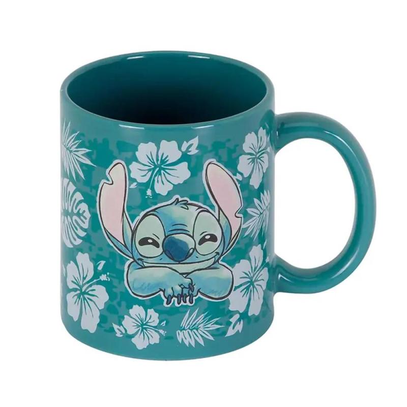 Taza karactermania disney stitch flores azules