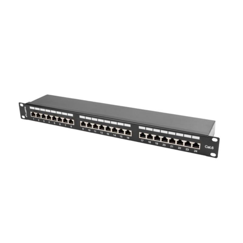 Patch panel lanberg 24 puertos 1u cat.6 sftp 19pulgadas rack negro