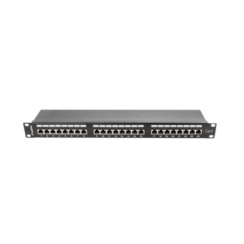 Patch panel lanberg 24 puertos 1u cat.6 sftp 19pulgadas rack negro