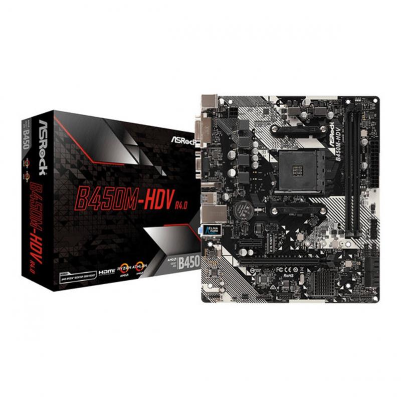 Placa base asrock amd am4 b450m hdv ddr4x2 32gb dvi - d hdmi micro atx - Imagen 1