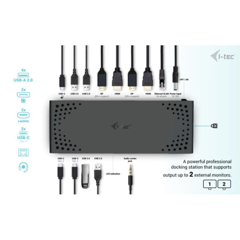 Docking station i - tec cadua4kdockpdl2 dp x2 - hdmi x2 - rj45 - usb - c x3