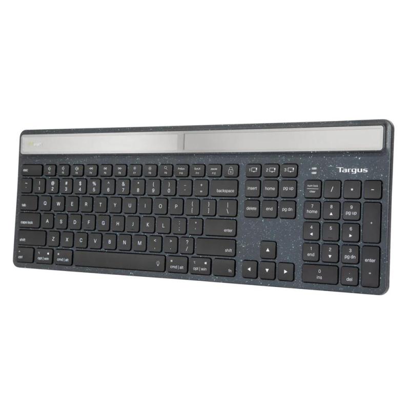 Teclado inalambrico targus akb868es ecosmart solar keyboard antimicrobiano bluetooth full size usb - c negro