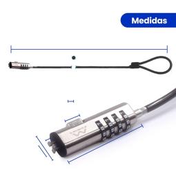 Cable de seguridad ewent para portatil - combinacion 4 digitos 1.8m