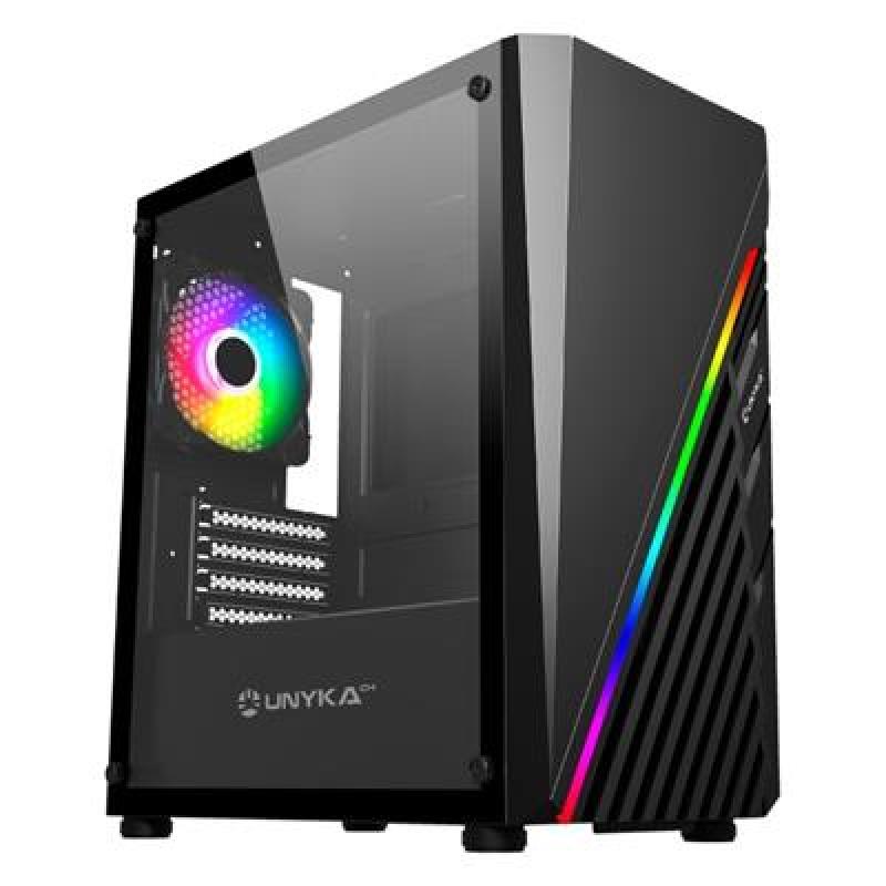 Caja ordenador gaming unykach mini glayze argb stripe - black micro atx