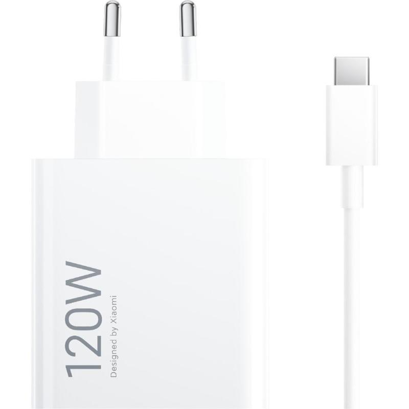 Cargador xiaomi hypercharge combo tipo a 120w con cable usb c 1m - color blanco