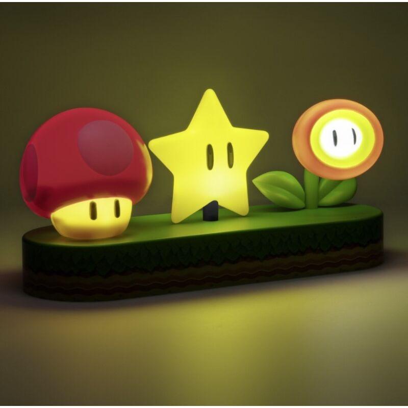 Lámpara paladone super mario icons seta - estrella y flor de fuego