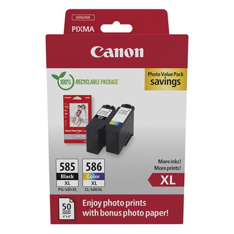 Cartucho tinta canon pg 585xl + pg 586xl + papel fotografico