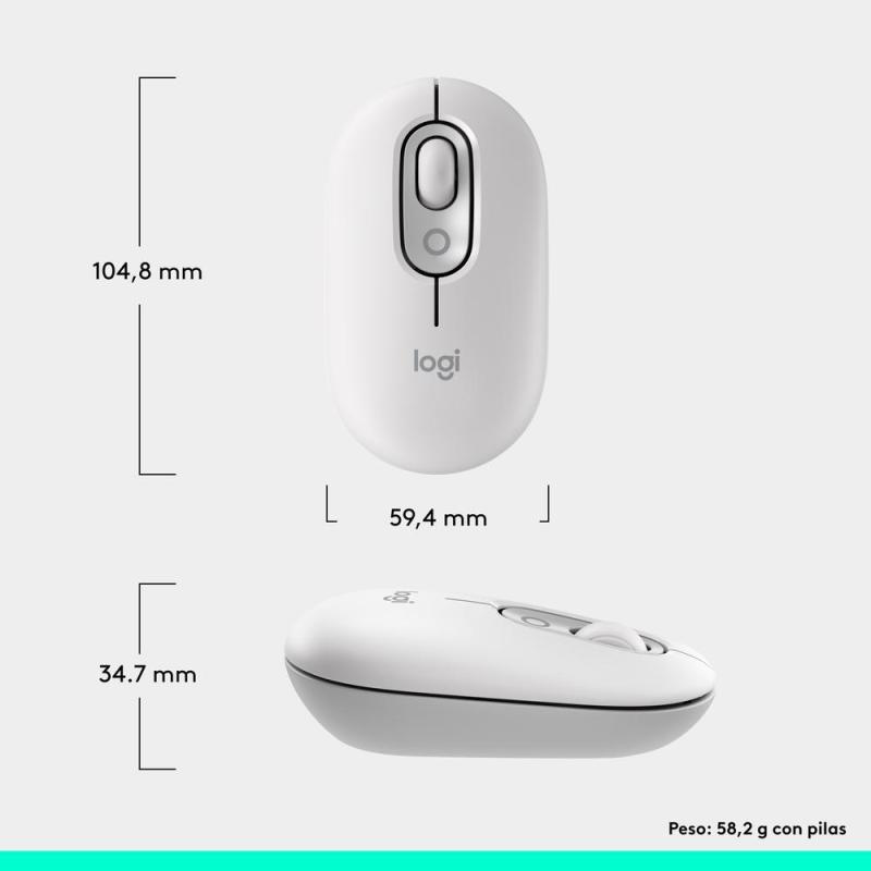 Raton inalambrico logitech pop mouse blanco