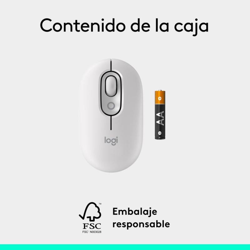 Raton inalambrico logitech pop mouse blanco