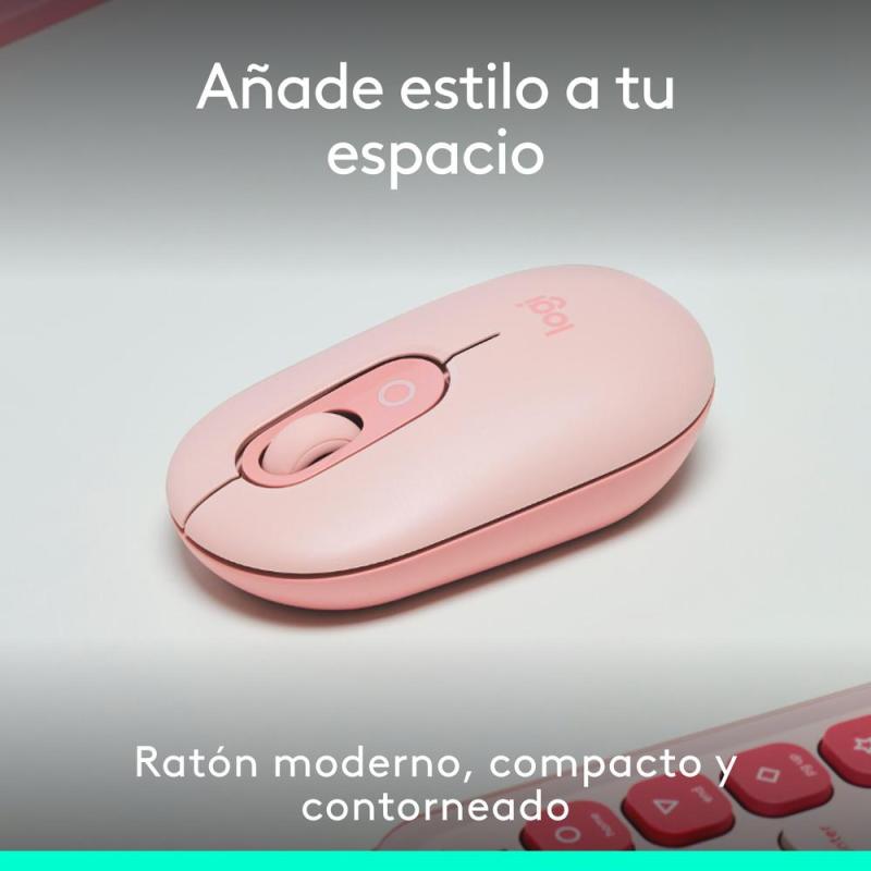 Raton inalambrico logitech pop mouse rosa