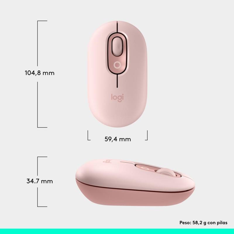 Raton inalambrico logitech pop mouse rosa