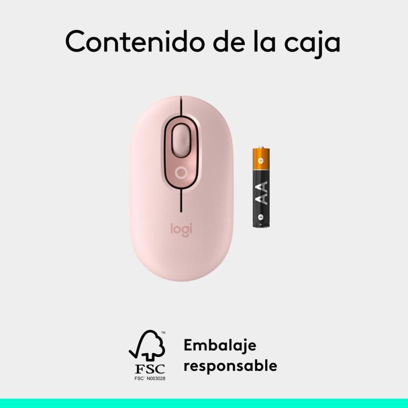 Raton inalambrico logitech pop mouse rosa